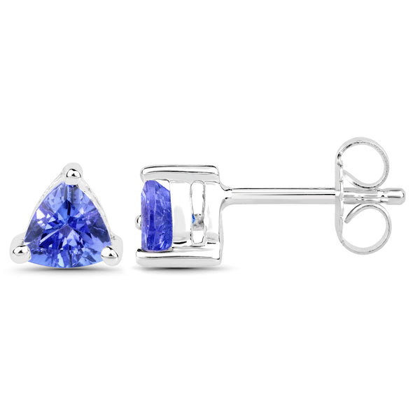 0.64 Carat Genuine Tanzanite 14K White Gold Earrings