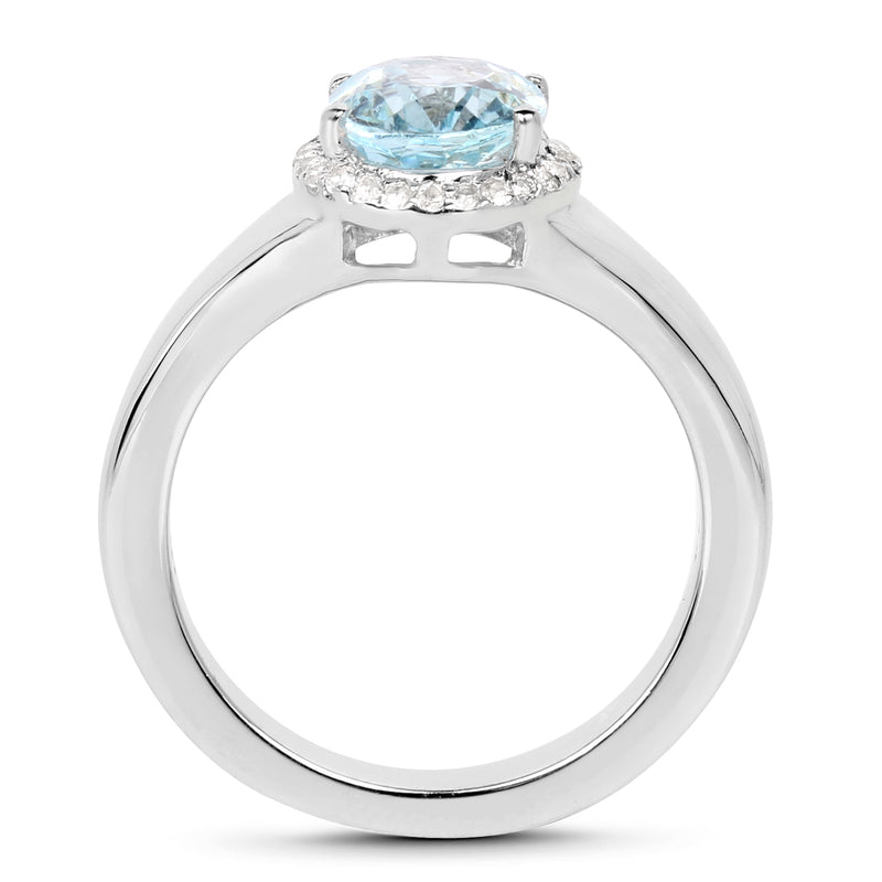 2.63 Carat Genuine  Blue Topaz and White Topaz .925 Sterling Silver Ring