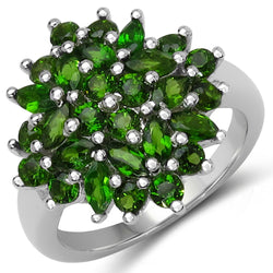 2.08 Carat Genuine Chrome Diopside .925 Sterling Silver Ring