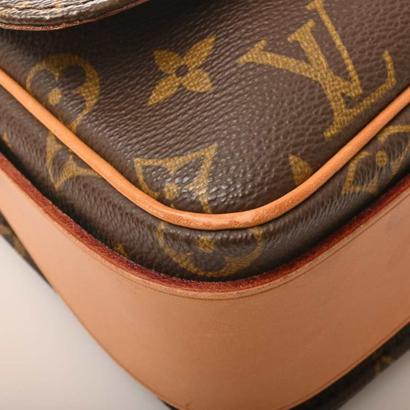 LOUIS VUITTON Monogram Cartouchiere GM Shoulder Bag Brown PVC Leather