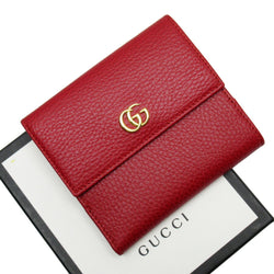 Gucci GUCCI bi-fold wallet double G red gold leather 456122