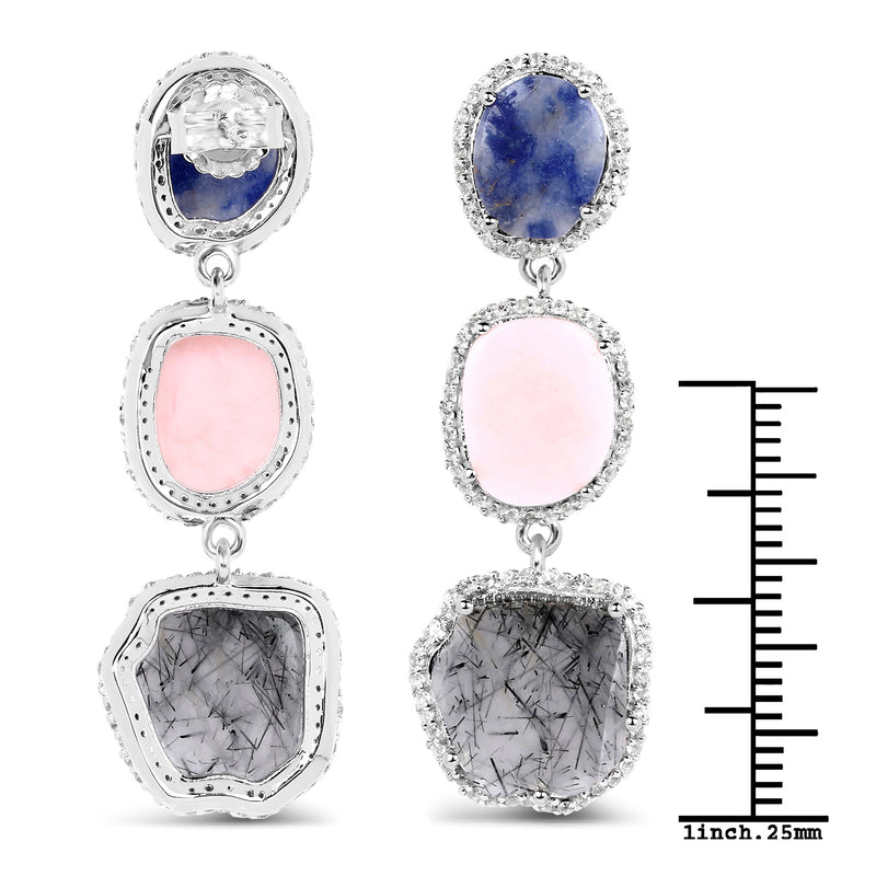 11.08 Carat Genuine Multi Stone .925 Sterling Silver Earrings