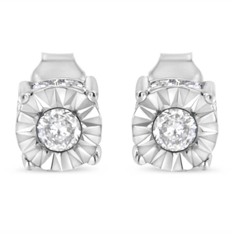 1/2 Cttw Miracle Set Diamond Stud Earring (J-K Color, I2-I3 Clarity) - Choice of Metal Type (Sterling Silver)