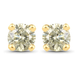 0.92 Carat Genuine LB Diamond 14K Yellow Gold Earrings