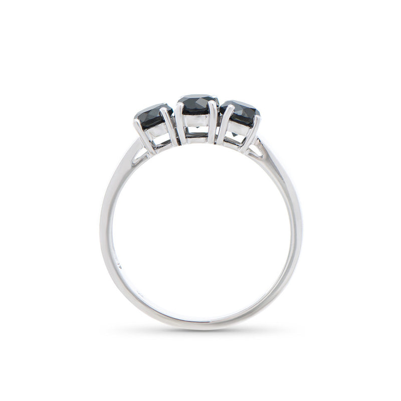 1.26 CTS TW CERTIFIED DIAMONDS 14K WHITE GOLD DESIGNER 3 STONE  RING WITH BLACK COLOR DIAMONDS