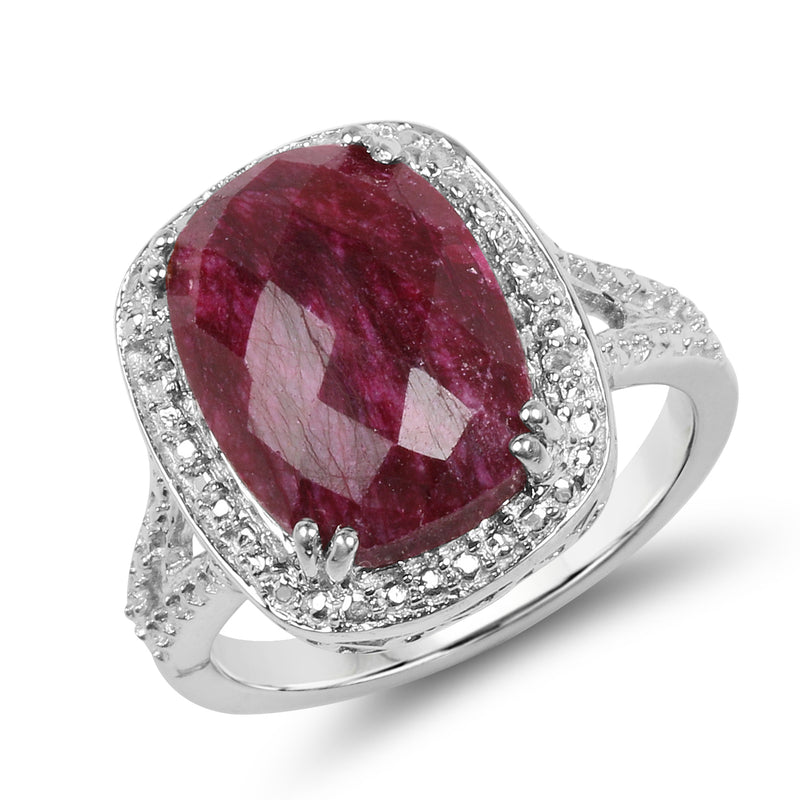 7.60 Carat Dyed Ruby .925 Sterling Silver Ring