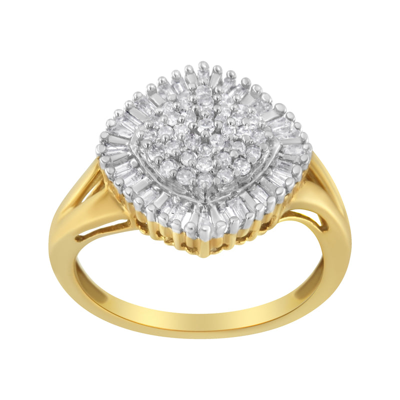 10kt Yellow Gold 1/2ct TDW Diamond Cluster Ring (H-ISI2-I1)