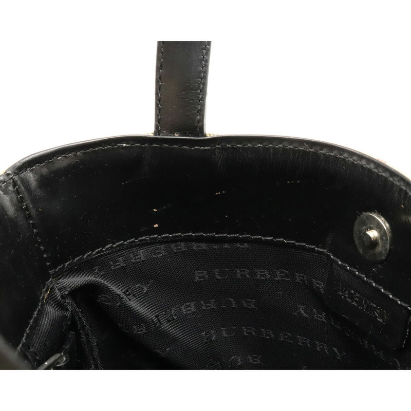 BURBERRY Burberry Nova Check Plaid Handbag Mini Bag Tote PVC Leather Beige Black