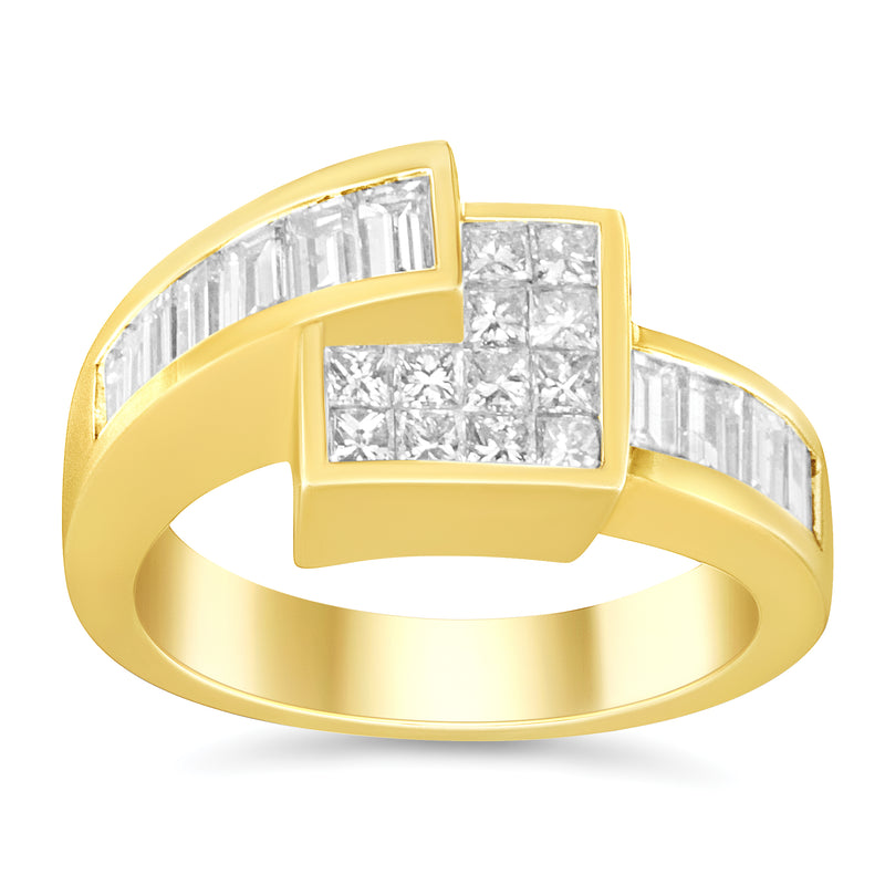 14K Yellow Gold 1 1/2ct TDW Princess and Baguette-cut Diamond Ring (G-H SI2-I1)