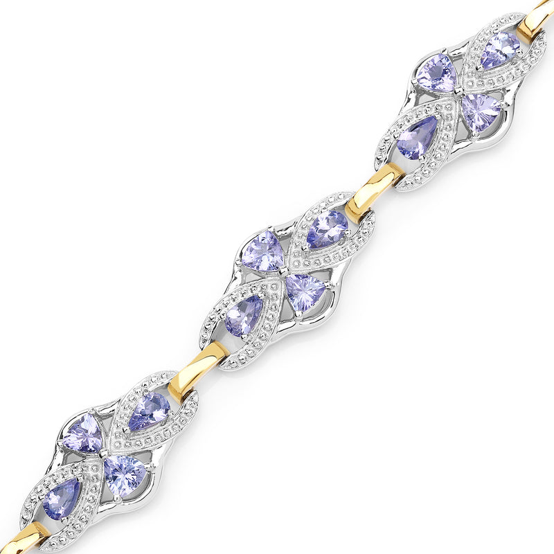 6.16 Carat Genuine Tanzanite .925 Sterling Silver Bracelet