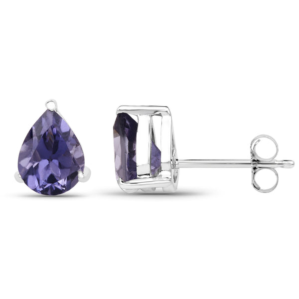 1.70 Carat Genuine Iolite .925 Sterling Silver Earrings