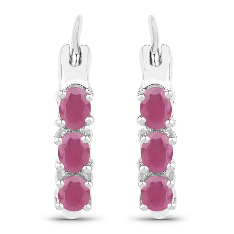 1.20 Carat Genuine Ruby .925 Sterling Silver Earrings