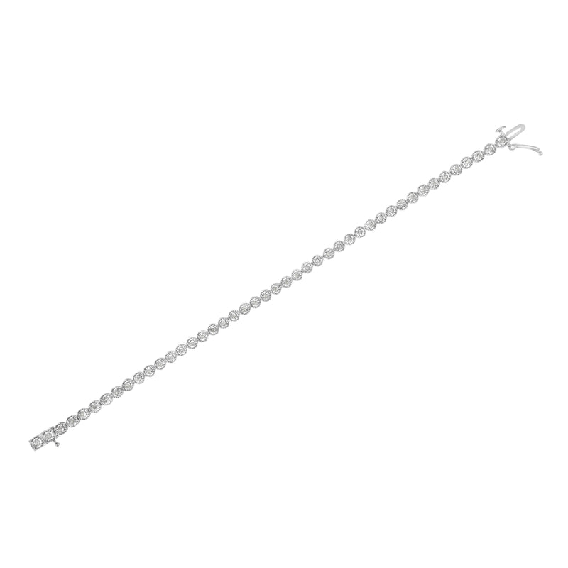 .925 Sterling Silver 1/2 Cttw Miracle Set Round Diamond Bezel Design Link Bracelet (I-J Color, I2-I3 Clarity) - 7.25"