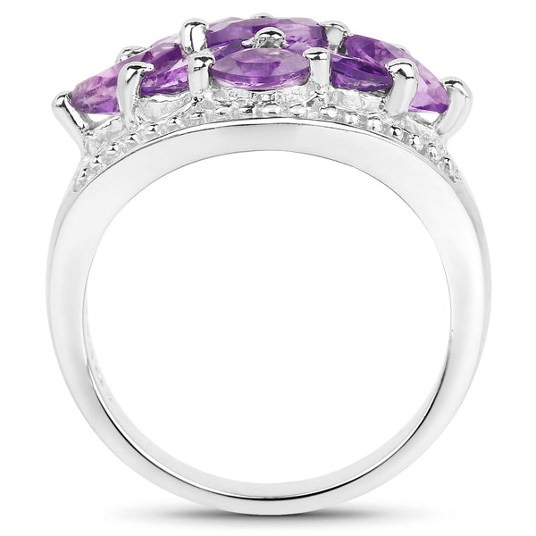 1.91 Carat Genuine  Amethyst .925 Sterling Silver Ring