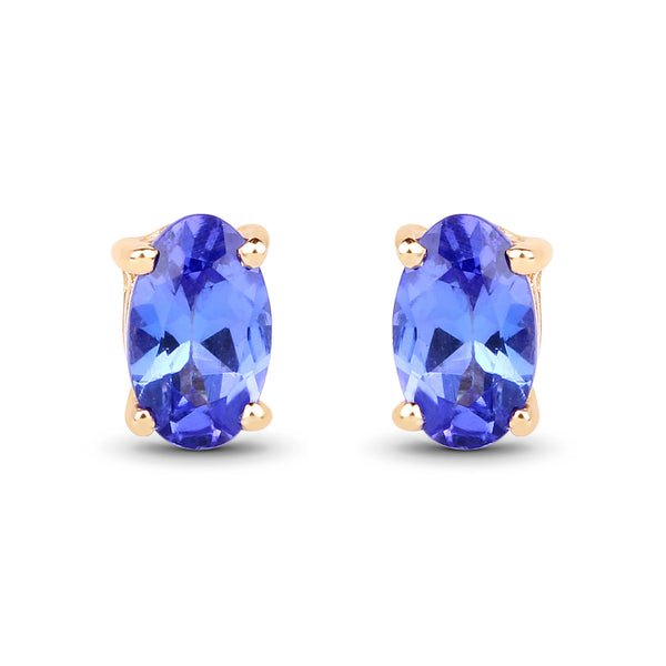 0.48 Carat Genuine Tanzanite 14K Yellow Gold Earrings