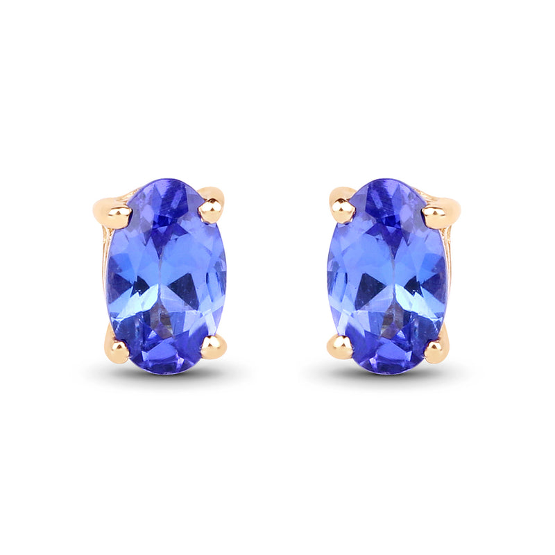 0.48 Carat Genuine Tanzanite 14K Yellow Gold Earrings