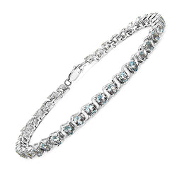 7.60 Carat Genuine Aquamarine .925 Sterling Silver Bracelet