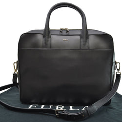Furla FURLA Bag Black Silver Leather Handbag Shoulder Ladies