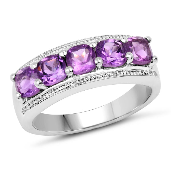 1.50 Carat Genuine  Amethyst .925 Sterling Silver Ring