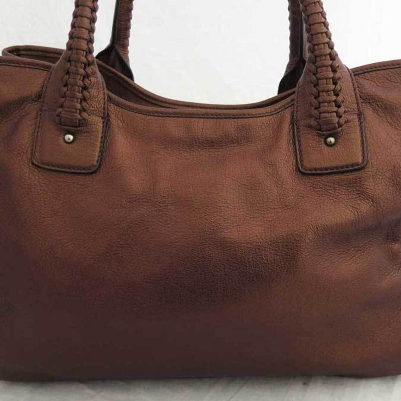 Salvatore Ferragamo Bag Metallic Brown Leather Tote Shoulder Ladies