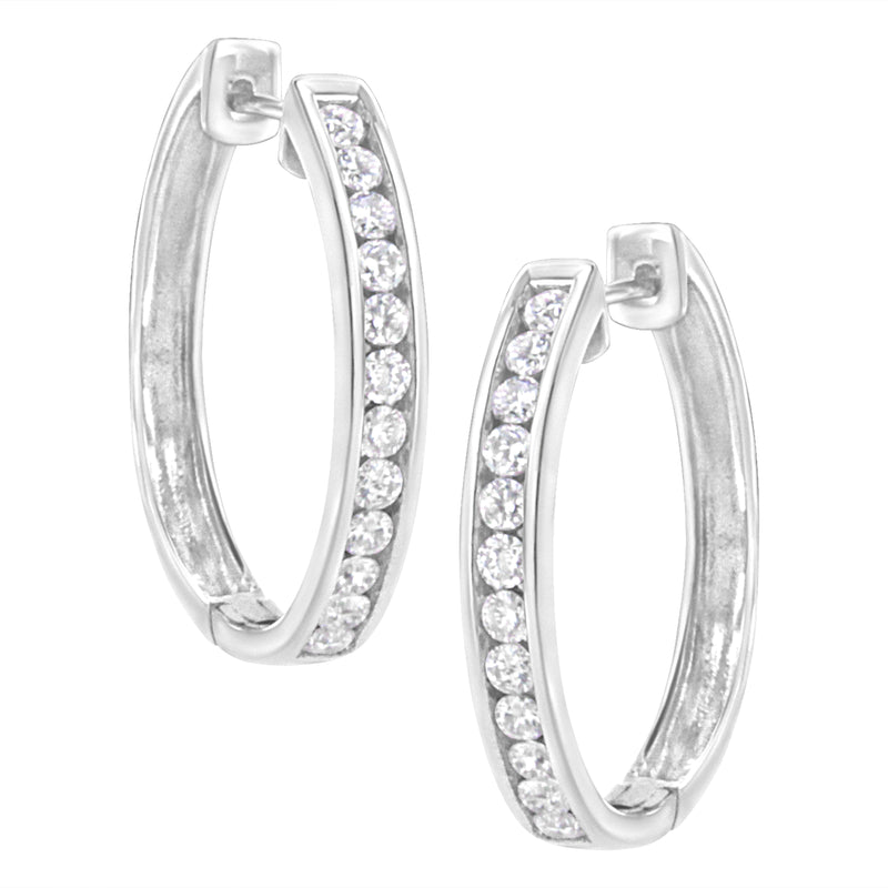 .925 Sterling Silver 7/8 cttw Lab Grown Diamond Hoop Earring (F-G Color, VS2-SI1 Clarity)
