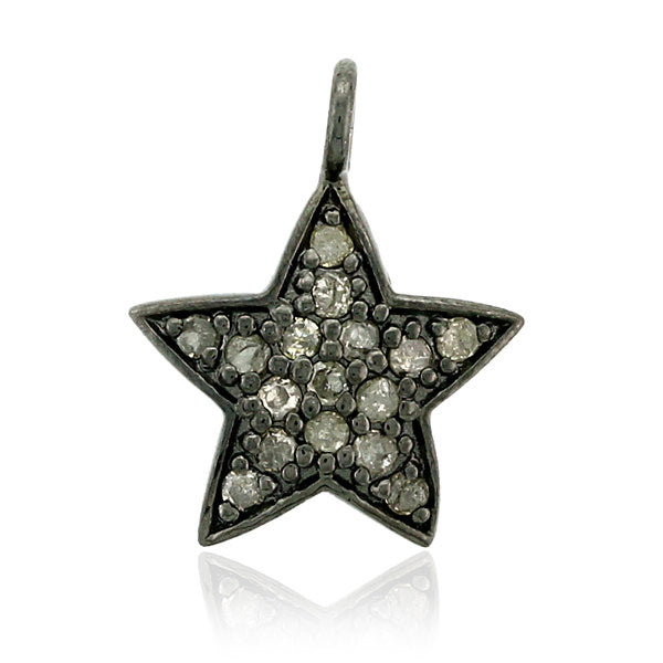 0.17ct Pave Diamond Star Design Pendant 925 Sterling Silver Women Jewelry