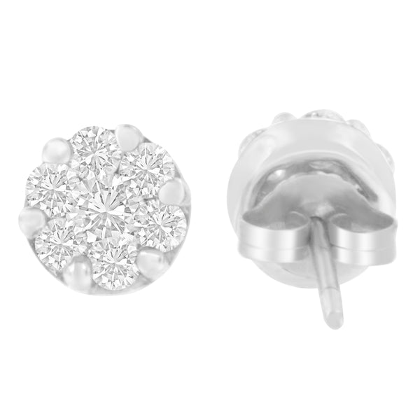 14K White Gold 1 cttw Round Cut Diamond Earrings (H-I, SI2-I1)