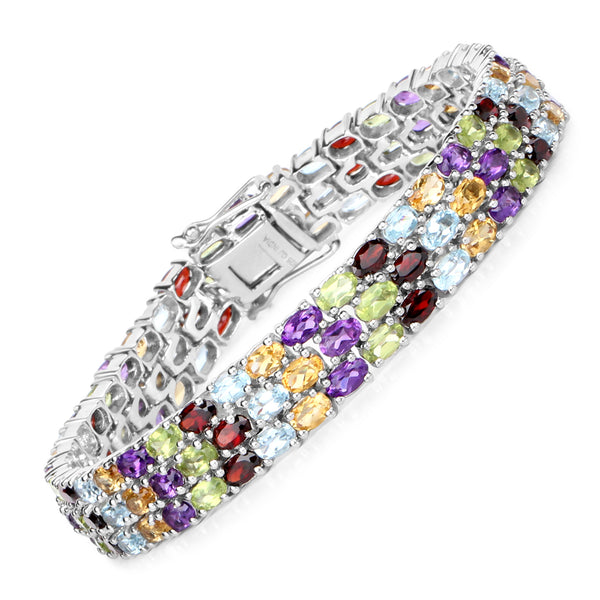 27.57 Carat Genuine Multi Stone .925 Sterling Silver Bracelet