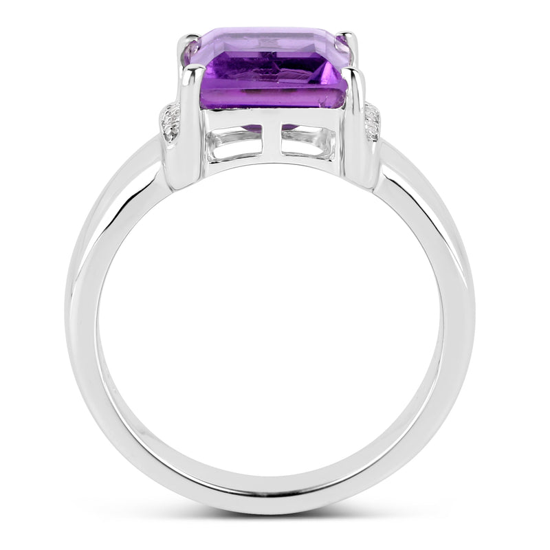 2.55 Carat Genuine Amethyst and White Topaz .925 Sterling Silver Ring