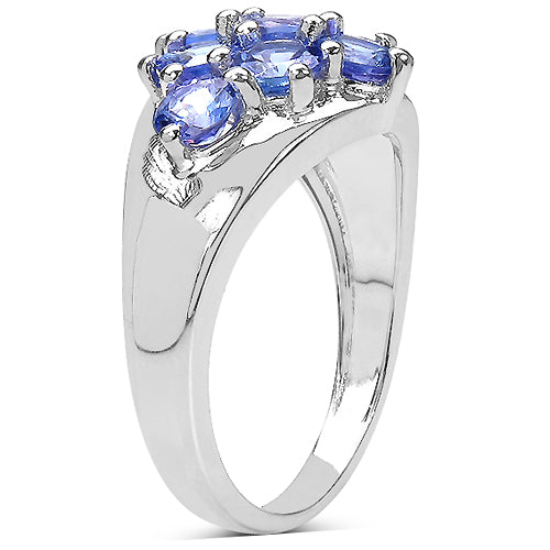 2.07 Carat Genuine Tanzanite .925 Sterling Silver Ring