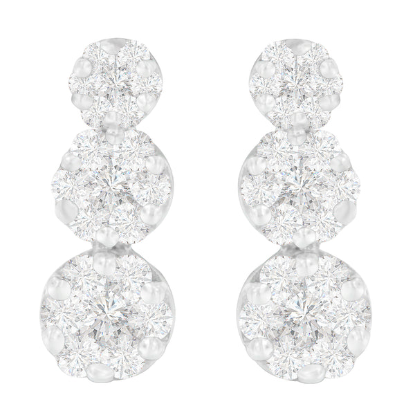 14K White Gold 2ct. TDW Round-cut Diamond Earrings (H-II1-I2)