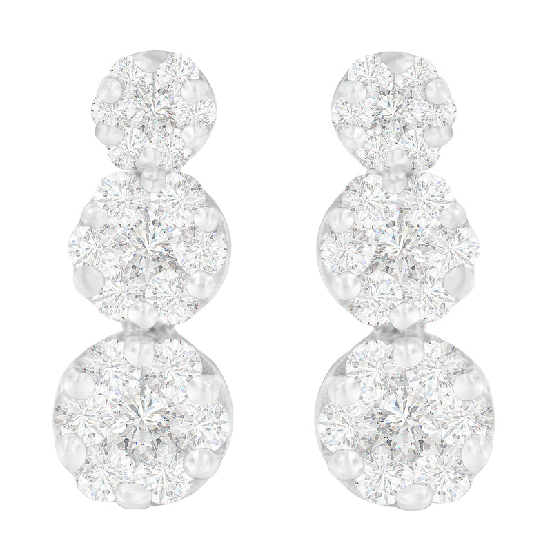 14K White Gold 2ct. TDW Round-cut Diamond Earrings (H-II1-I2)