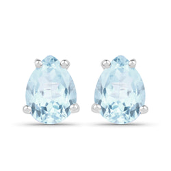 1.30 Carat Genuine Aquamarine .925 Sterling Silver Earrings