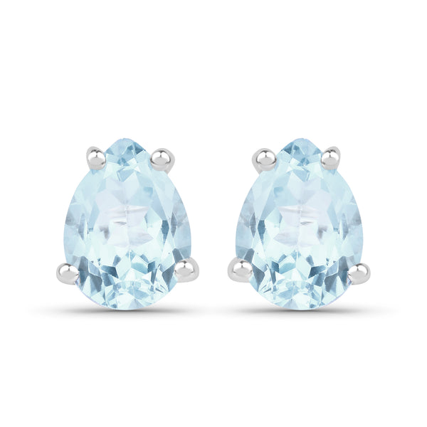 1.30 Carat Genuine Aquamarine .925 Sterling Silver Earrings