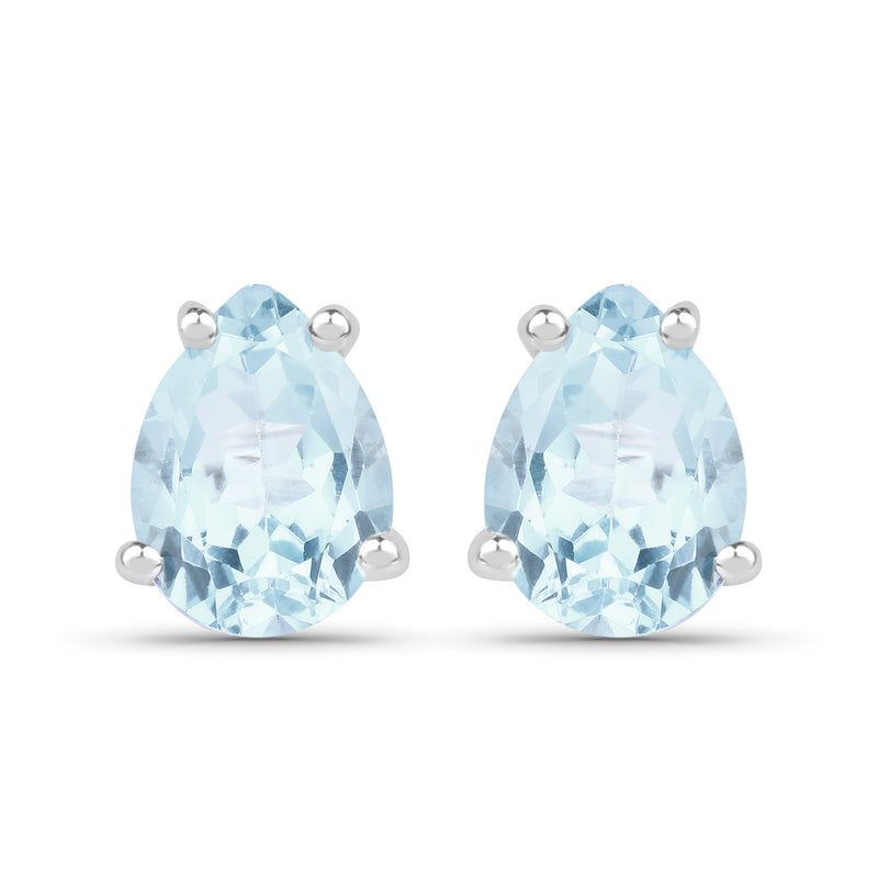 1.30 Carat Genuine Aquamarine .925 Sterling Silver Earrings