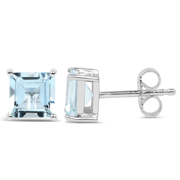 1.62 Carat Genuine Aquamarine .925 Sterling Silver Earrings