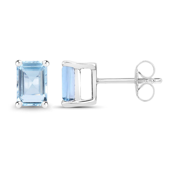 1.36 Carat Genuine Blue Topaz .925 Sterling Silver Earrings