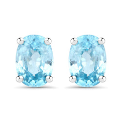 2.40 Carat Genuine Blue Zircon .925 Sterling Silver Earrings