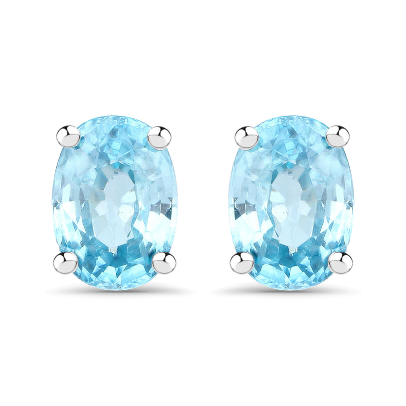 2.40 Carat Genuine Blue Zircon .925 Sterling Silver Earrings