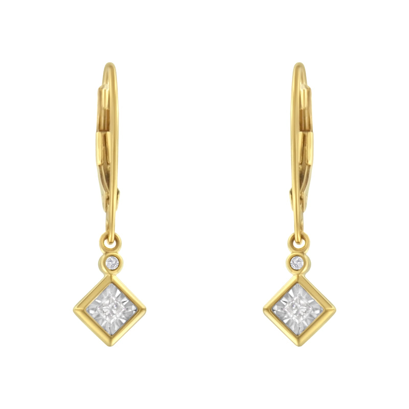 2 Micron 14K Yellow Gold Plating Diamond Dangle Earrings ( 1/3 cttw, J-K Color, I1-I2 Clarity)