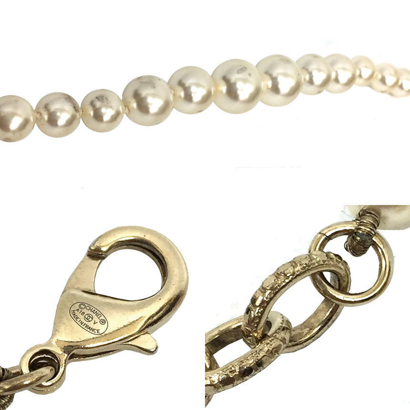 CHANEL 4308 Chanel Coco Mark Pearl Bracelet Champagne Gold A86499 18A