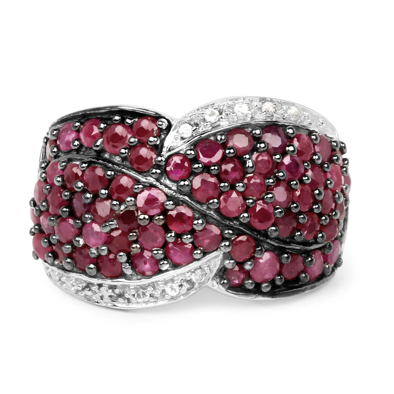 3.06 Carat Genuine Ruby & White Topaz .925 Sterling Silver Ring