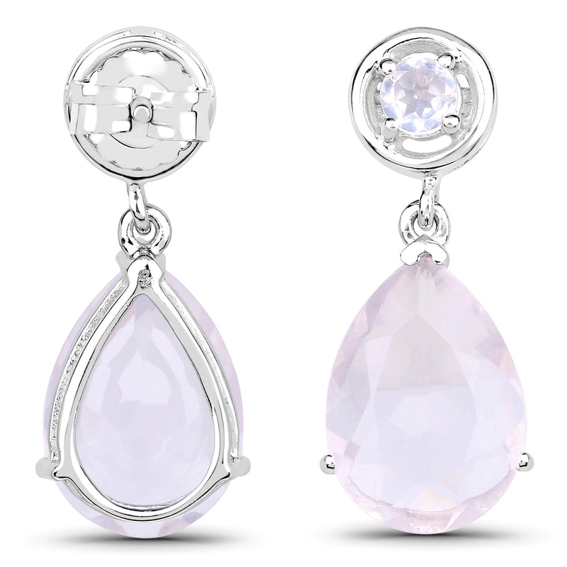 6.80 Carat Genuine Rose Quartz .925 Sterling Silver Earrings