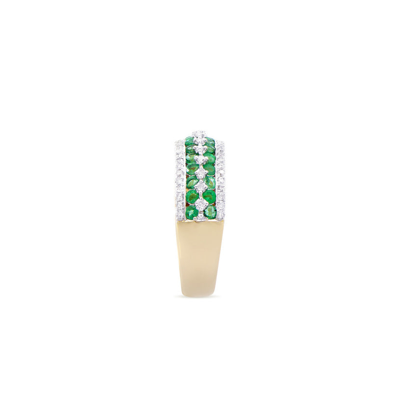 1.36 CTS CERTIFIED DIAMONDS & BRASIL EMERALDS  14K  WHITE GOLD DESIGNER RING SIZE 7.5