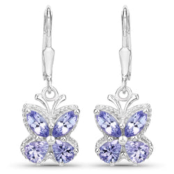 2.08 Carat Genuine Tanzanite .925 Sterling Silver Earrings