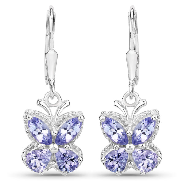 2.08 Carat Genuine Tanzanite .925 Sterling Silver Earrings