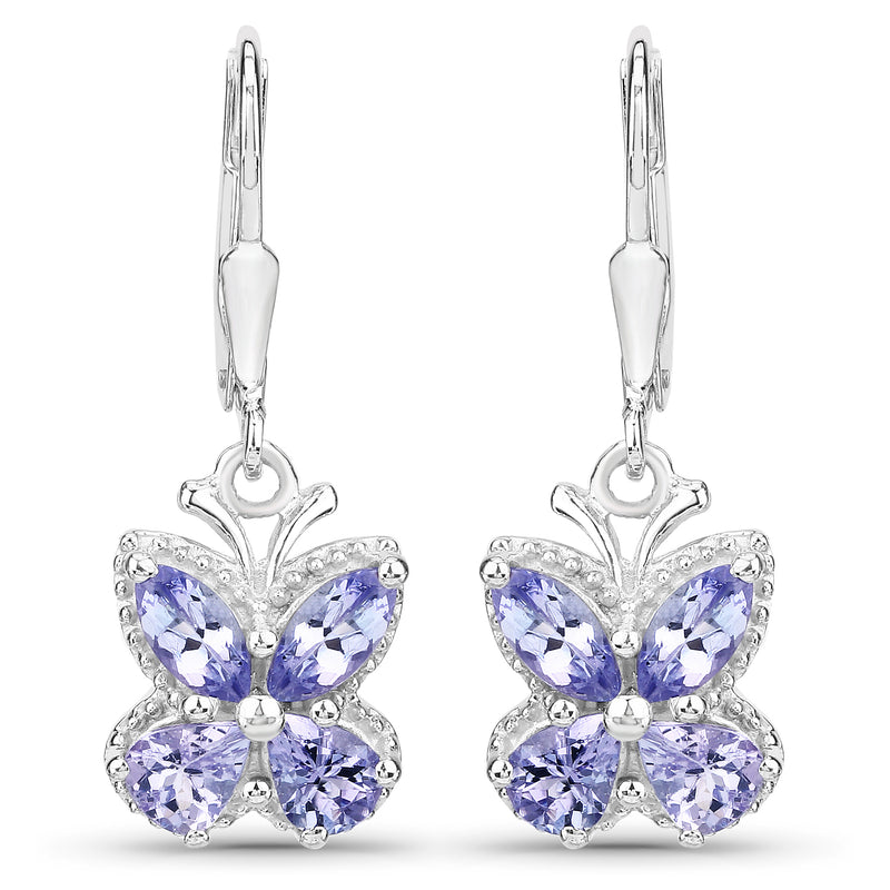 2.08 Carat Genuine Tanzanite .925 Sterling Silver Earrings