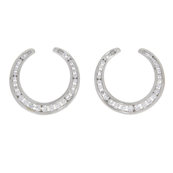 Natural 1.50ct Diamond Hoop Earrings 14KT White Gold