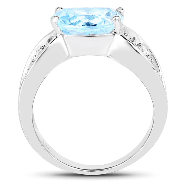 4.77 Carat Genuine Blue Topaz and Tanzanite .925 Sterling Silver Ring