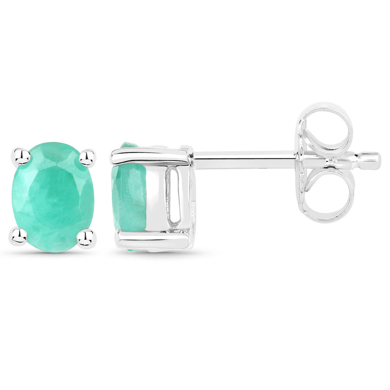 1.10 Carat Genuine Emerald .925 Sterling Silver Earrings